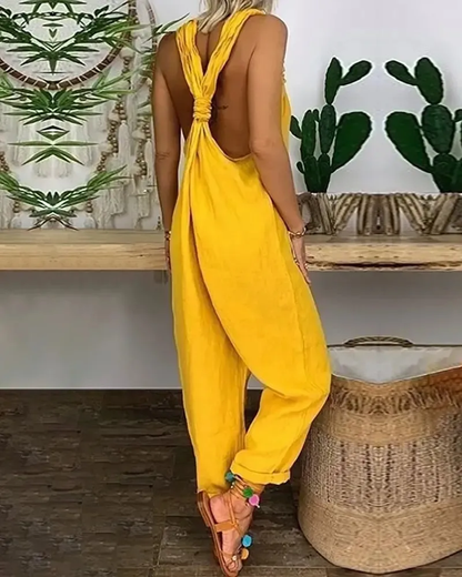 Olivia - Relaxte fit jumpsuit met strikdetail