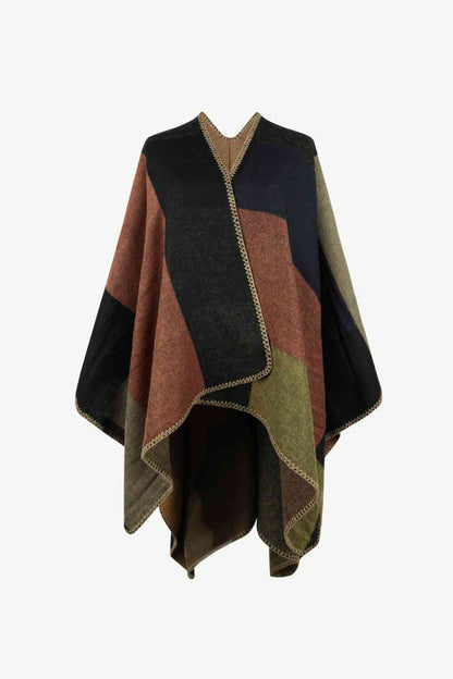 Stijlvolle poncho met kleurblokken en losse pasvorm