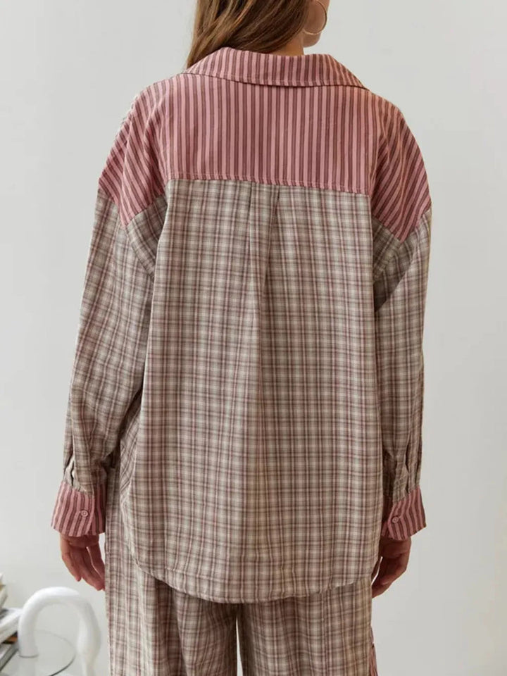 Dames tweedelig pyjama set met geruit patroon