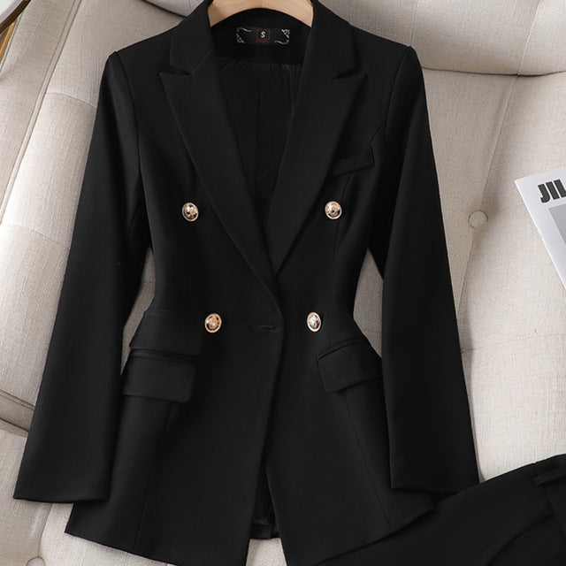 Modieuze dames set met broek en blazer