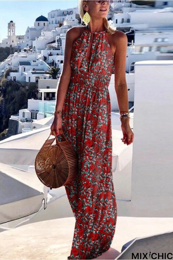 Maxi-jurk "Think I'm In Love" met kleurrijke print