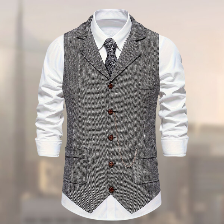 Lincoln Retro Gilet Klassiek Herringbone Patroon voor Heren