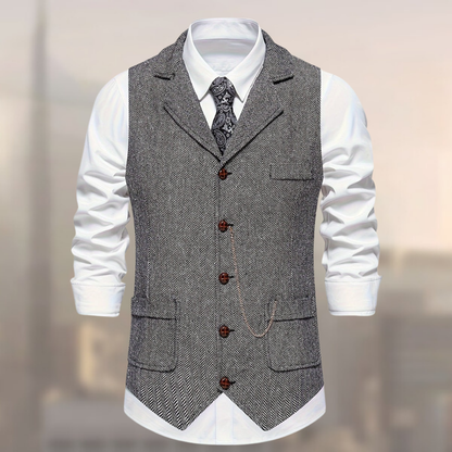 Lincoln Retro Gilet Klassiek Herringbone Patroon voor Heren