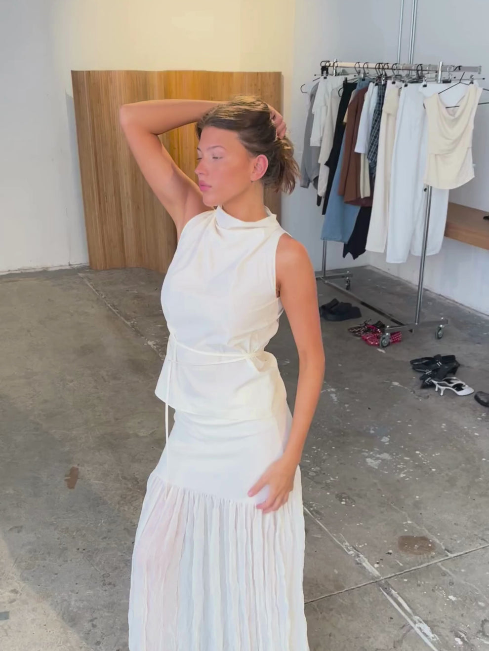 Mouwloze top met strikdetail en elegante uitstraling