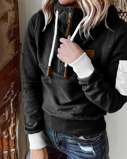 Casual hoodie met capuchon en praktische ritssluiting