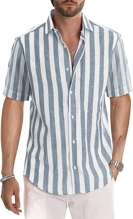 Hugo - Casual overhemd met korte mouwen voor heren, zomer, casual, western, normale pasvorm