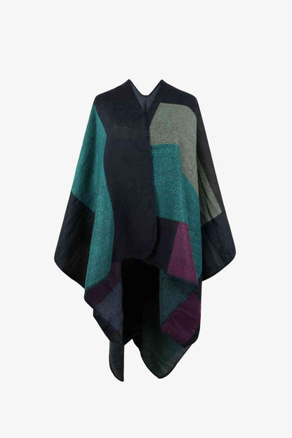 Stijlvolle poncho met kleurblokken en losse pasvorm