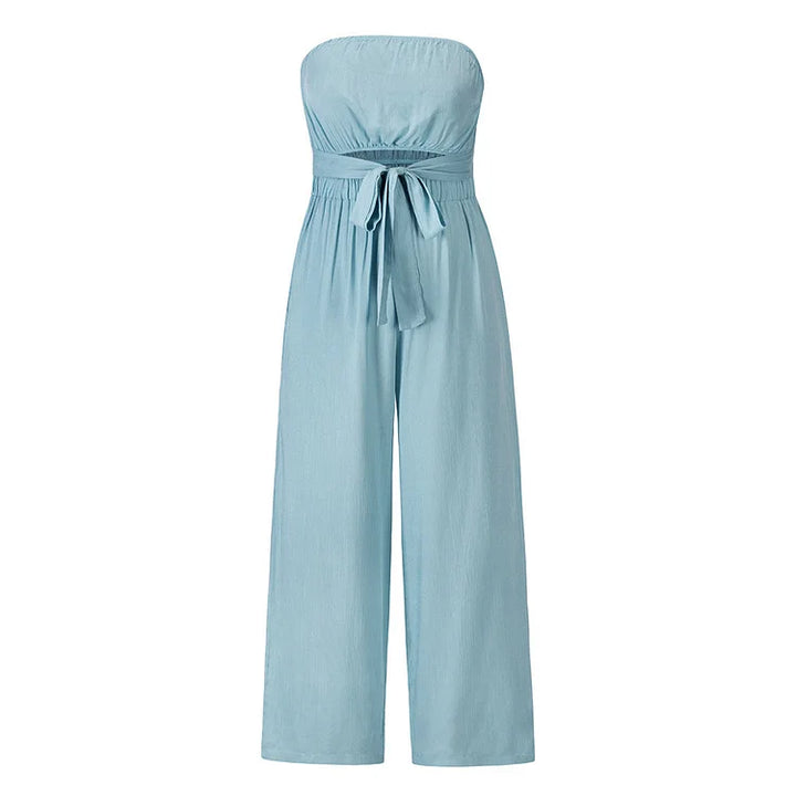Elegante dames jumpsuit met bandloos ontwerp en wijde broekspijpen