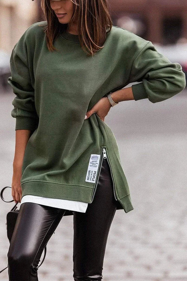 Dames Sweater Met Oneffen Ontwerp en Tweedelige Kijk