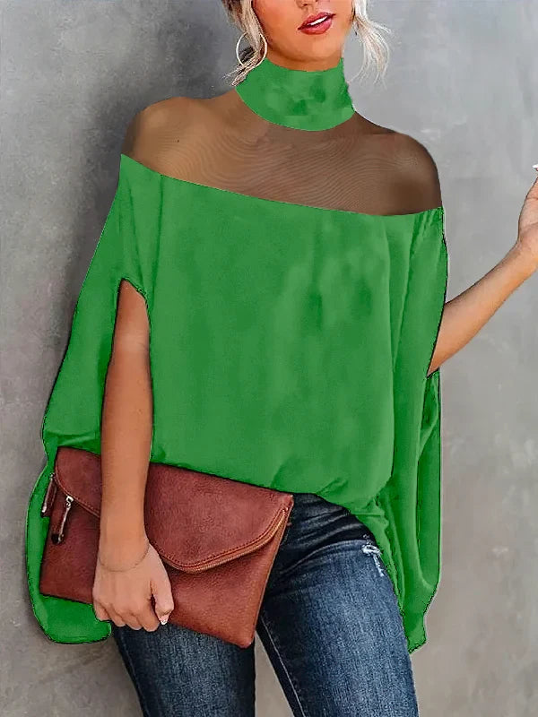 Gwyneth - Transparante blouses met hoge hals en shirts met vleermuismouwen