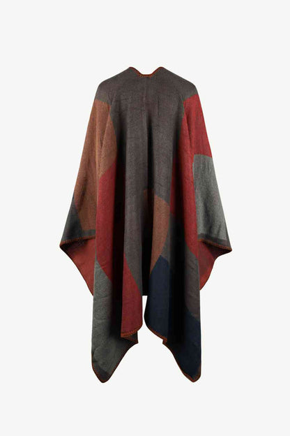 Stijlvolle poncho met kleurblokken en losse pasvorm