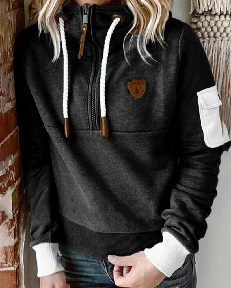 Casual hoodie met capuchon en praktische ritssluiting