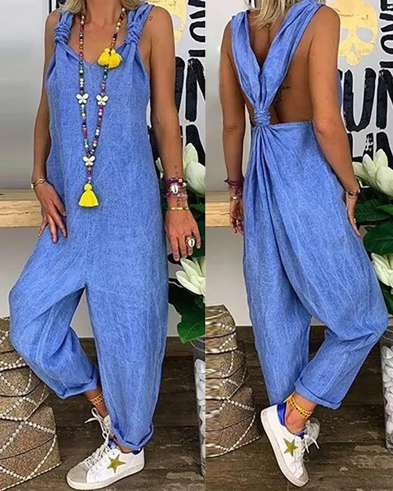 Olivia - Relaxte fit jumpsuit met strikdetail