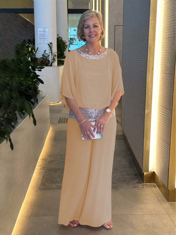 Amalie - Elegante tweedelige set met pailletten-kleurblok