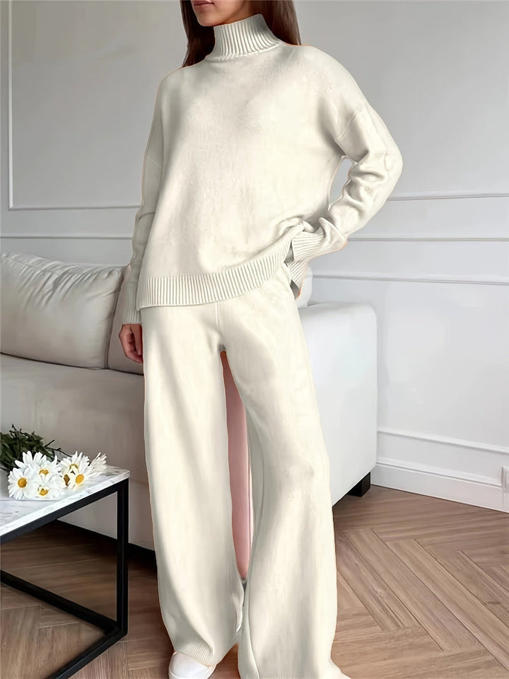 Nonchalant dames set met een rechte broek en coltrui