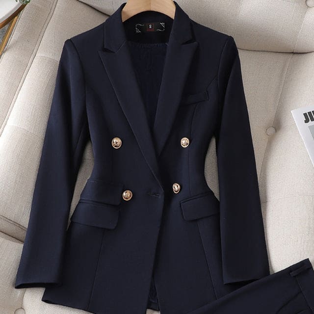Modieuze dames set met broek en blazer
