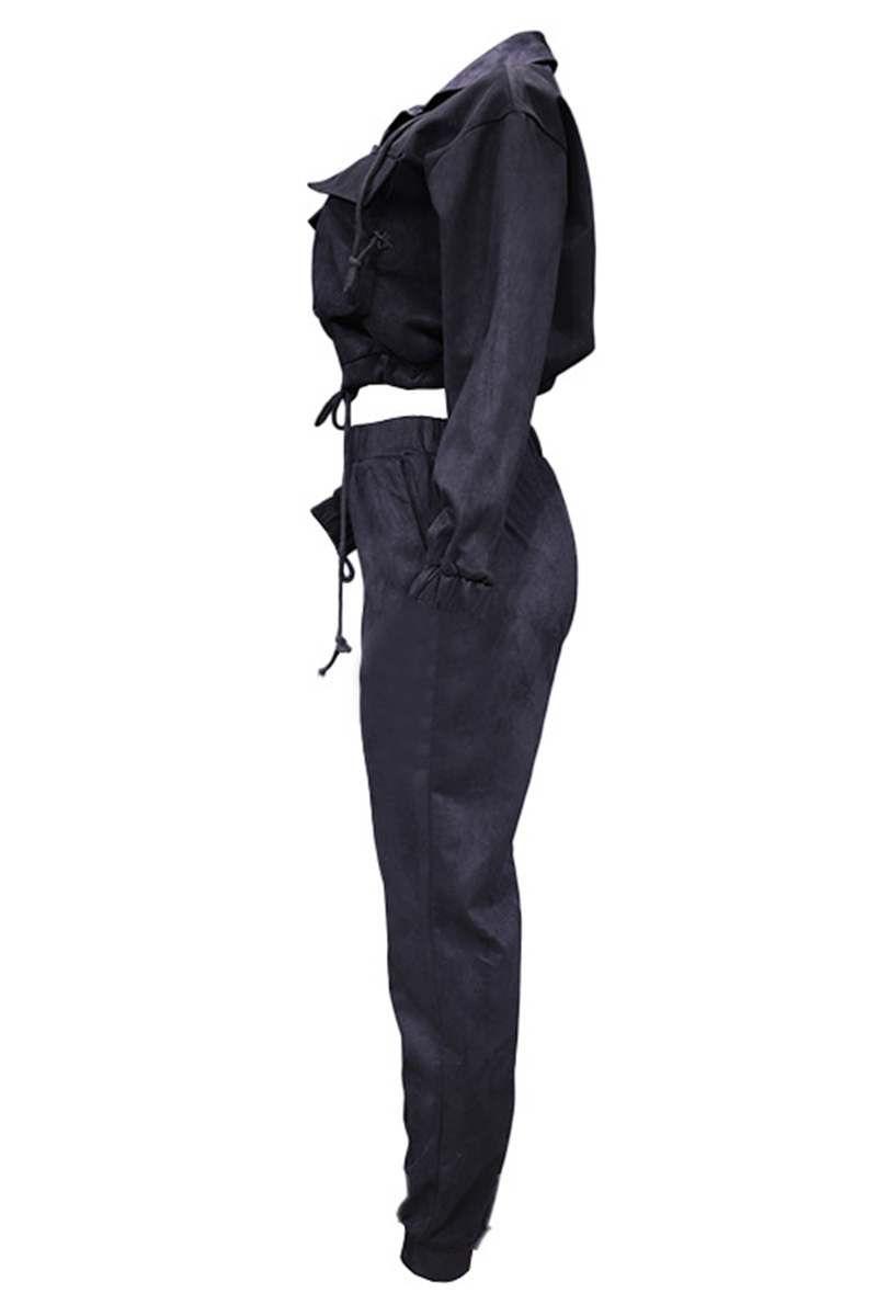 Nonchalant Tweedelig Outfit met Ritskraag en Lange Mouwen