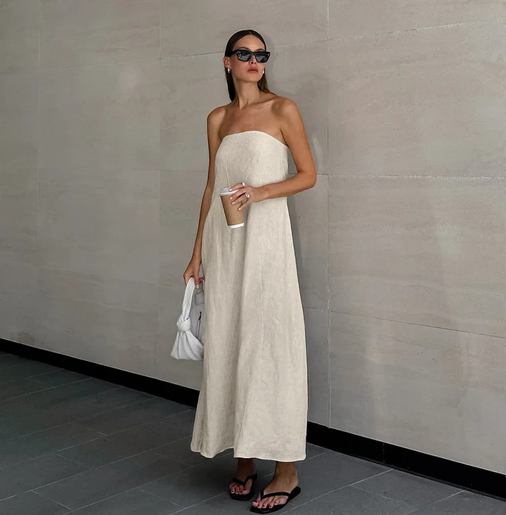 Amanda Vacation Effen Sheath Backless Maxi Jurk – Moeiteloos Elegant