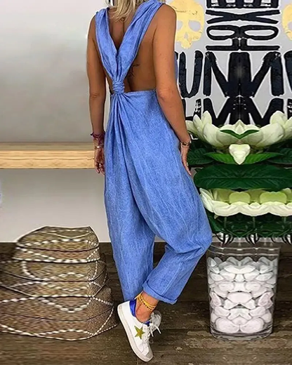 Olivia - Relaxte fit jumpsuit met strikdetail