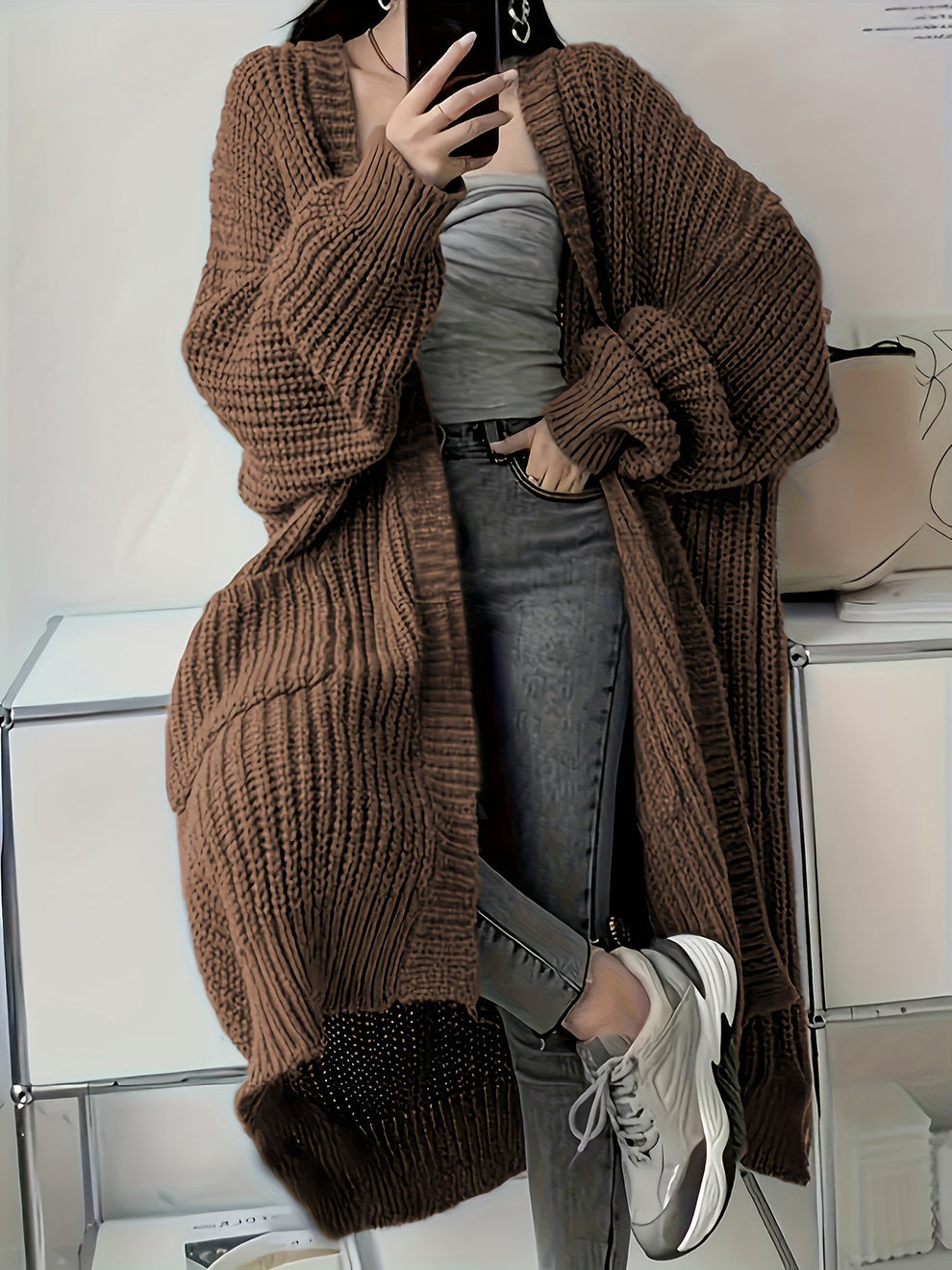 Lange Damesvest met Stijlvol en Comfortabel Ontwerp