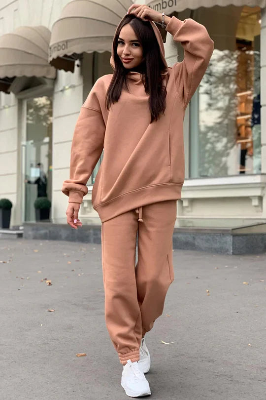 Comfortabele Hoodie en Broek met Elastische Taille en Zakken