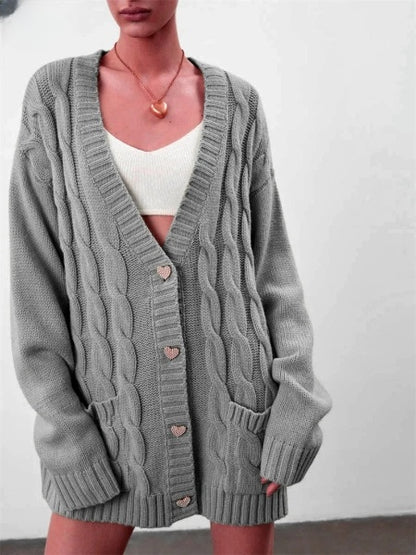 Casual oversized damesvest met hartknopen - Ideaal voor koude dagen