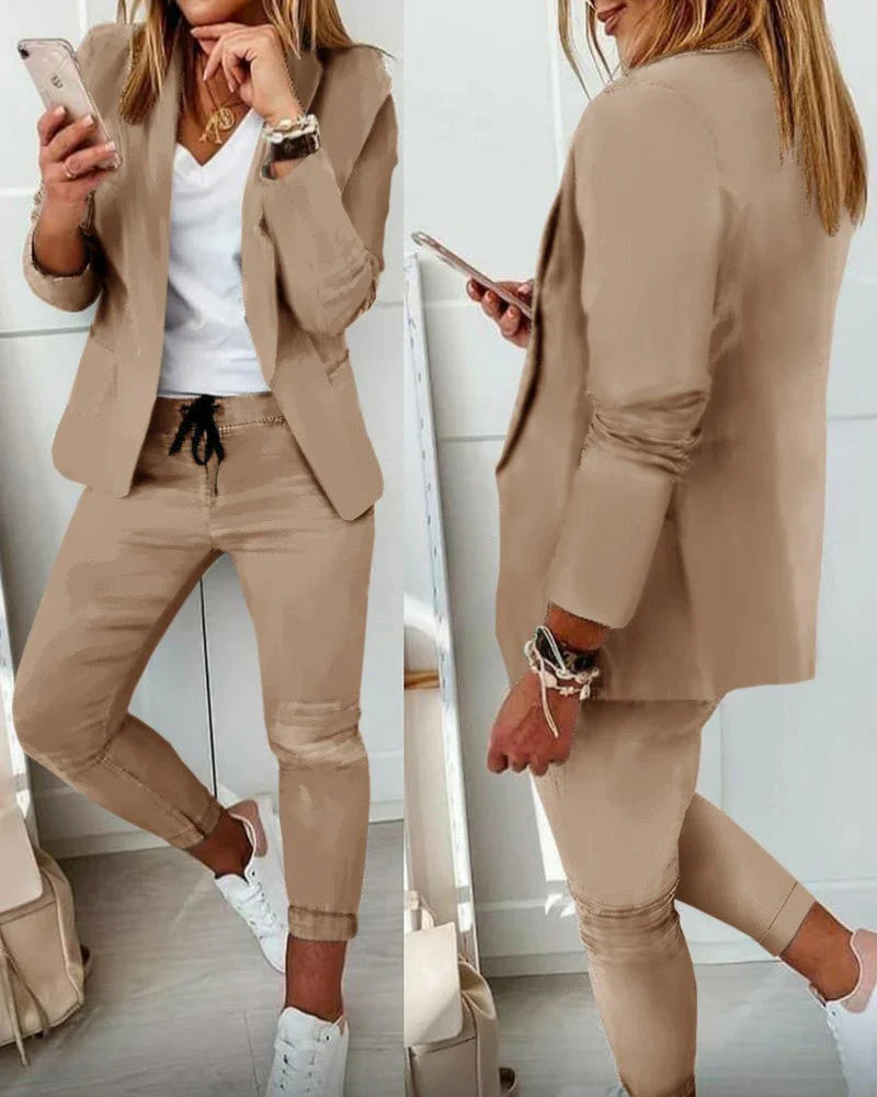 Mireia - Set van blazer met reverskraag en broek met drawstring