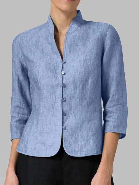 Damesblouse met opstaande kraag en stijlvolle knoopsluiting