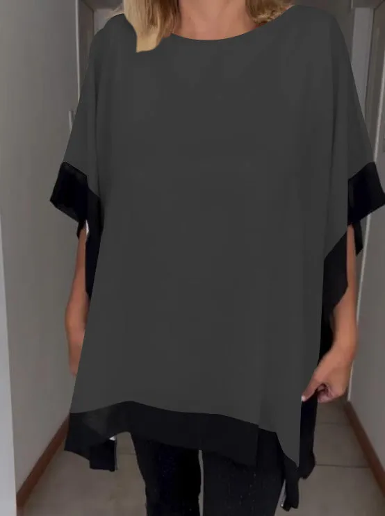 Brenda - Casual top met patchwork in contrasterende kleuren