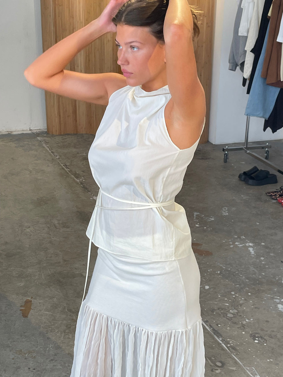 Mouwloze top met strikdetail en elegante uitstraling