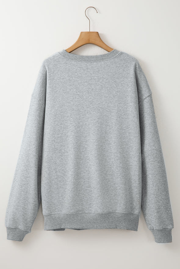 Lichtgrijze Sweater met Ronde Hals en Losse Pasvorm - Comfortabel en Casual