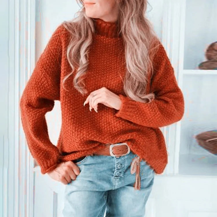 Stijlvolle Effen Halve Turtleneck Rolled Pullover Trui