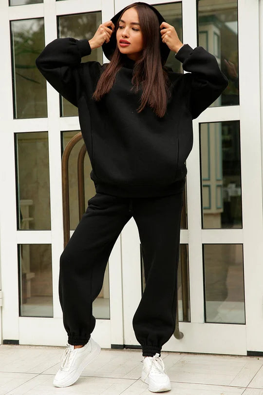 Comfortabele Hoodie en Broek met Elastische Taille en Zakken
