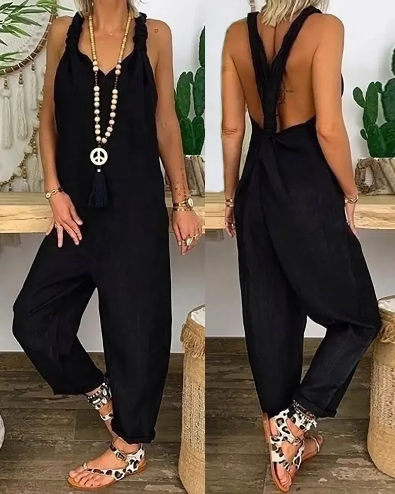 Olivia - Relaxte fit jumpsuit met strikdetail