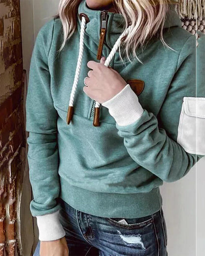 Casual hoodie met capuchon en praktische ritssluiting