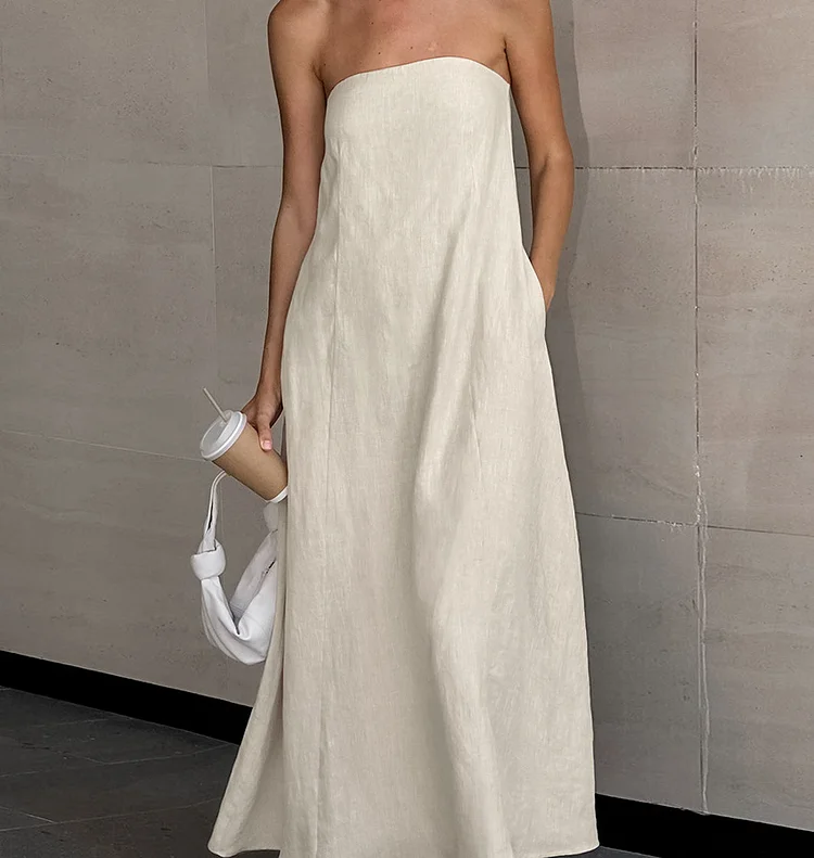 Amanda Vacation Effen Sheath Backless Maxi Jurk – Moeiteloos Elegant