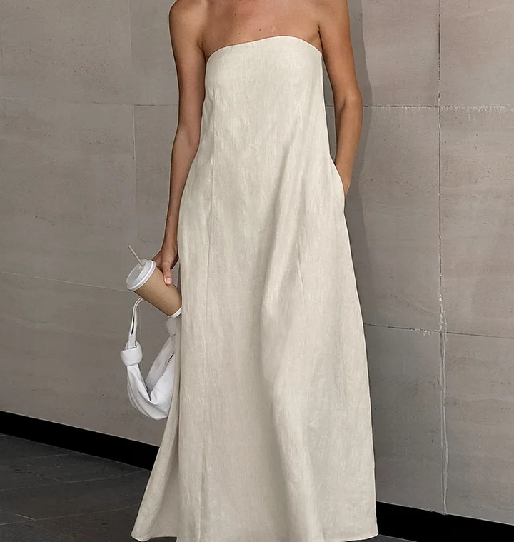 Amanda Vacation Effen Sheath Backless Maxi Jurk – Moeiteloos Elegant