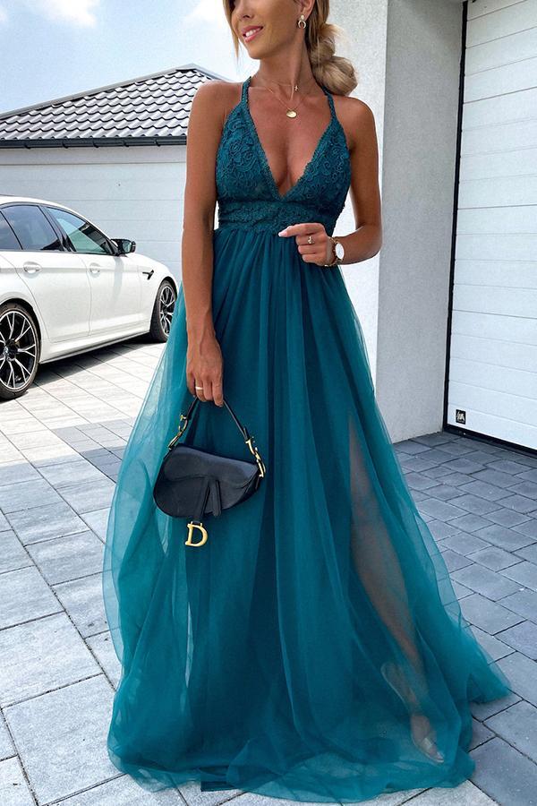 Avondjurk voor dames met plooien en open rug in elegante maxi lengte