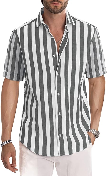 Hugo - Casual overhemd met korte mouwen voor heren, zomer, casual, western, normale pasvorm