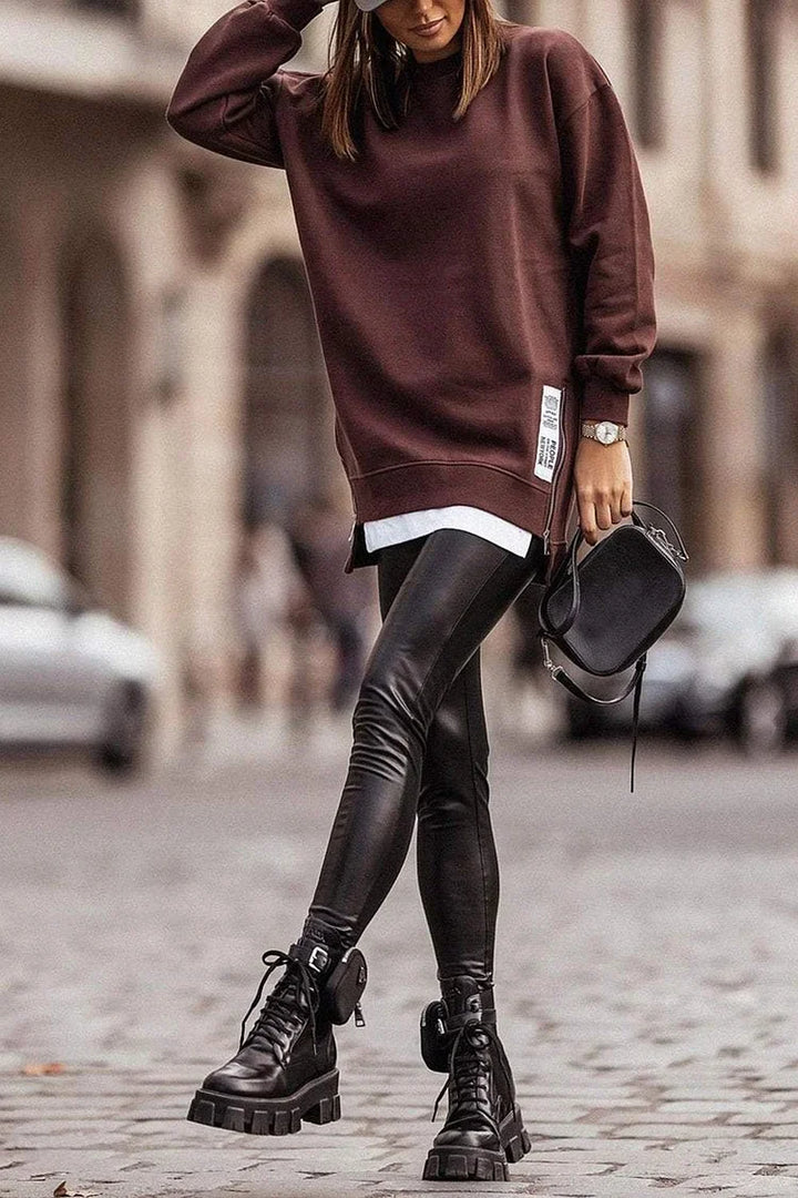 Dames Sweater Met Oneffen Ontwerp en Tweedelige Kijk