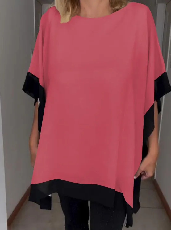 Brenda - Casual top met patchwork in contrasterende kleuren