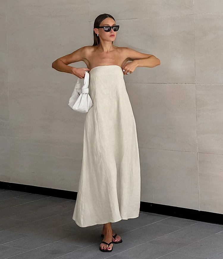 Amanda Vacation Effen Sheath Backless Maxi Jurk – Moeiteloos Elegant
