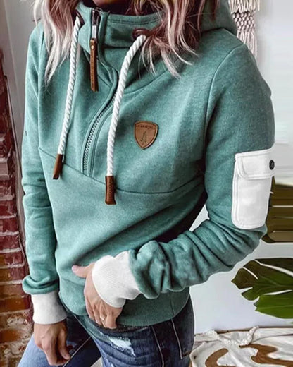 Casual hoodie met capuchon en praktische ritssluiting