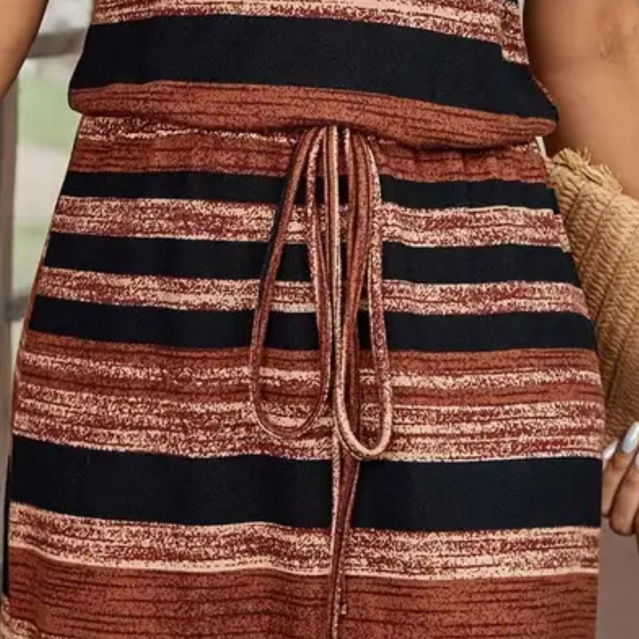 Stijlvolle nonchalant jurk met bandjes en modern gestreept design voor dames