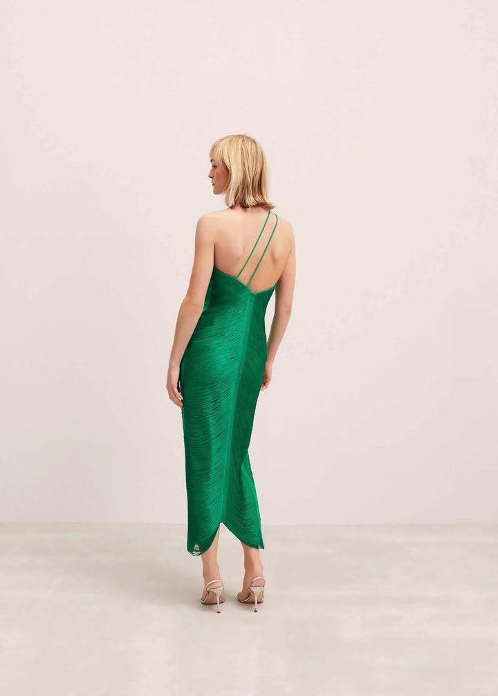 Asymmetrische jurk met franjes