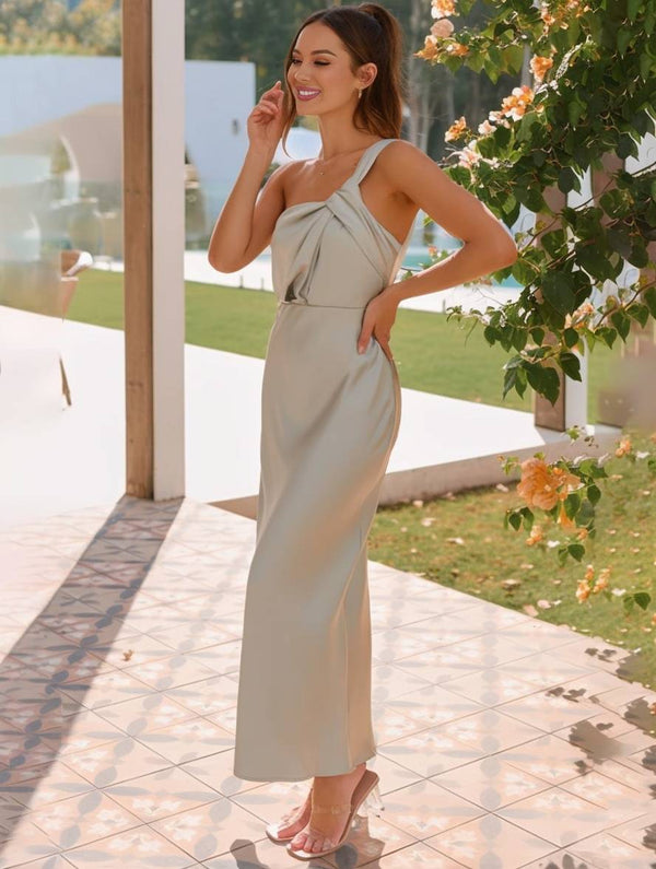 Asymmetrische midi jurk voor feestelijke gelegenheden met verfijnd ontwerp