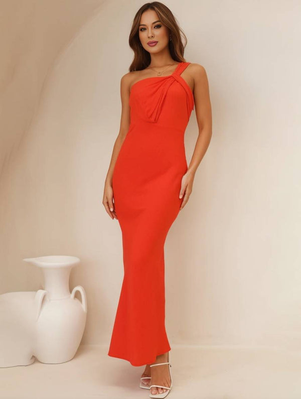 Asymmetrische midi jurk voor feestelijke gelegenheden met verfijnd ontwerp