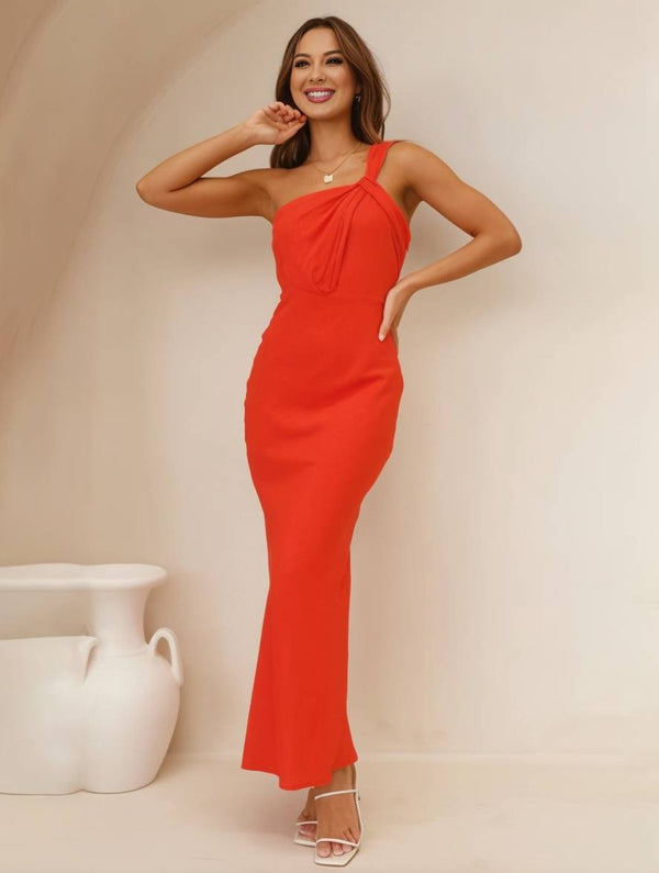 Asymmetrische midi jurk voor feestelijke gelegenheden met verfijnd ontwerp