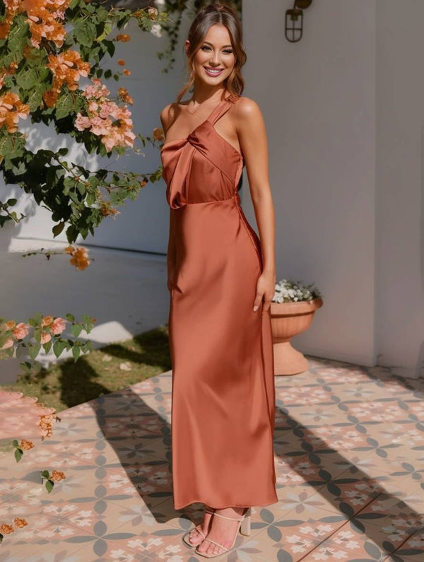 Asymmetrische midi jurk voor feestelijke gelegenheden met verfijnd ontwerp