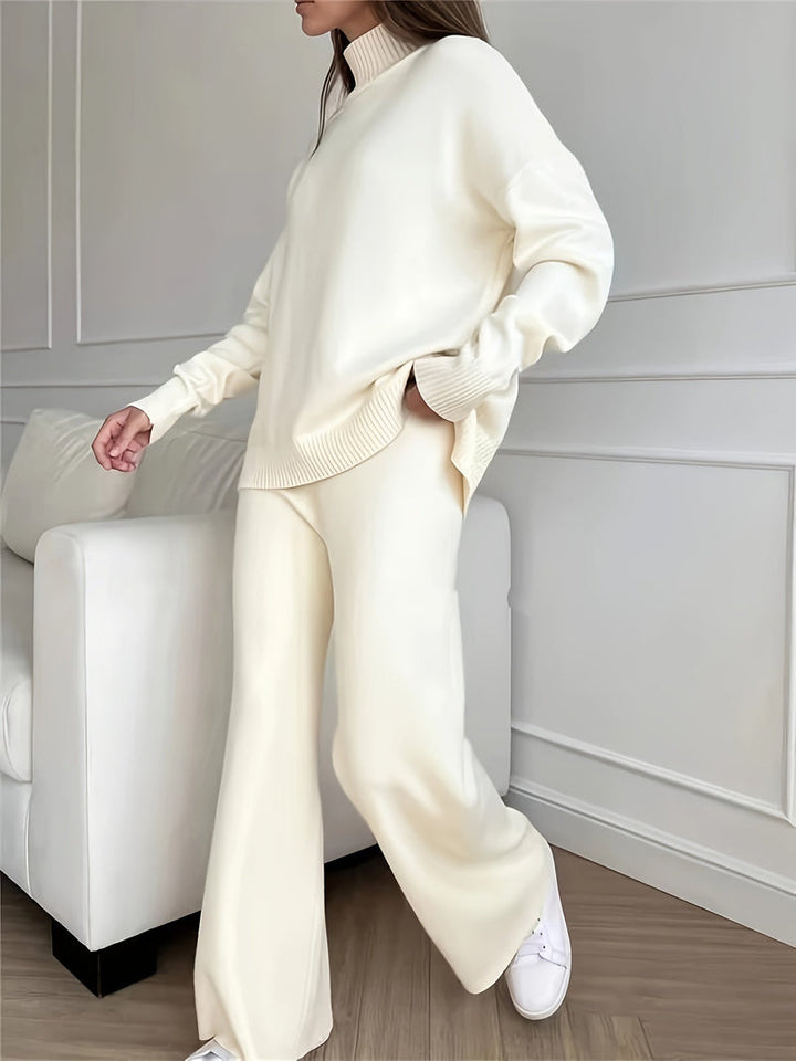 Nonchalant dames set met een rechte broek en coltrui